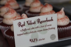 Red Razorback cupcake